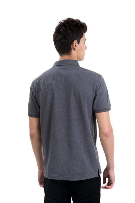 Mens Grey Polo Black Skull