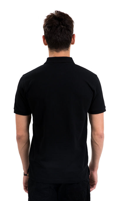Mens Black Polo Gold Skull