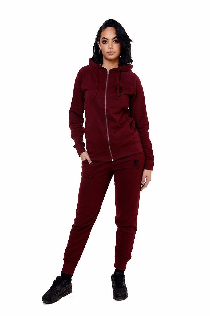Ladies Burgundy Zip Hoody