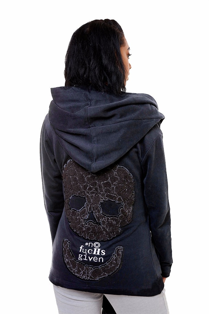Ladies Black Skull Cardigan