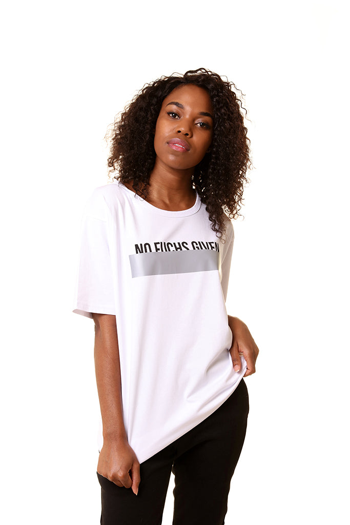 Unisex Essential Slogan White Longline T-Shirt
