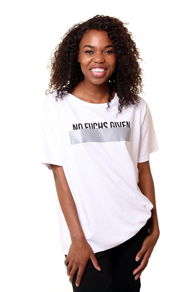 Unisex Essential Slogan White Longline T-Shirt